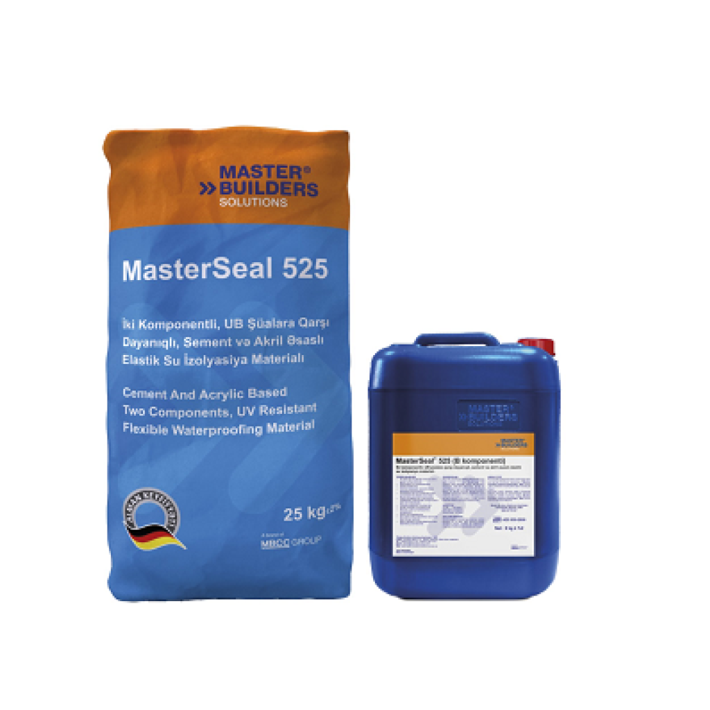 Sement əsaslı iki komponetlı elastik su izolyasiya BASF Master Builders Solutions MasterSeal 525 A=25 kq B=8 kq