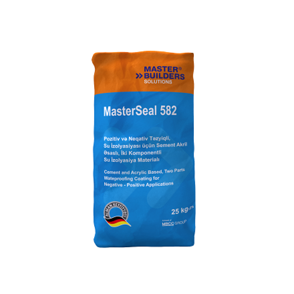 Sement əsaslı iki komponetlı akril əasalı pozitiv ve neqativ su izolyasiya BASF Master Builders Solutions MasterSeal 582 A=25 kq B=2 kq