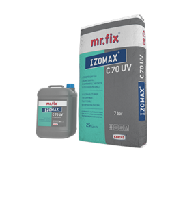 Sement esasli iki komponetlı UV davamli elastic su izolyasiya Mr.Fix İzomax C 70 UV A=25 kq B=8 kq Sement esasli iki komponetlı UV davamli elastic su izolyasiya Mr.Fix İzomax C 70 UV A=25 kq B=8 kq