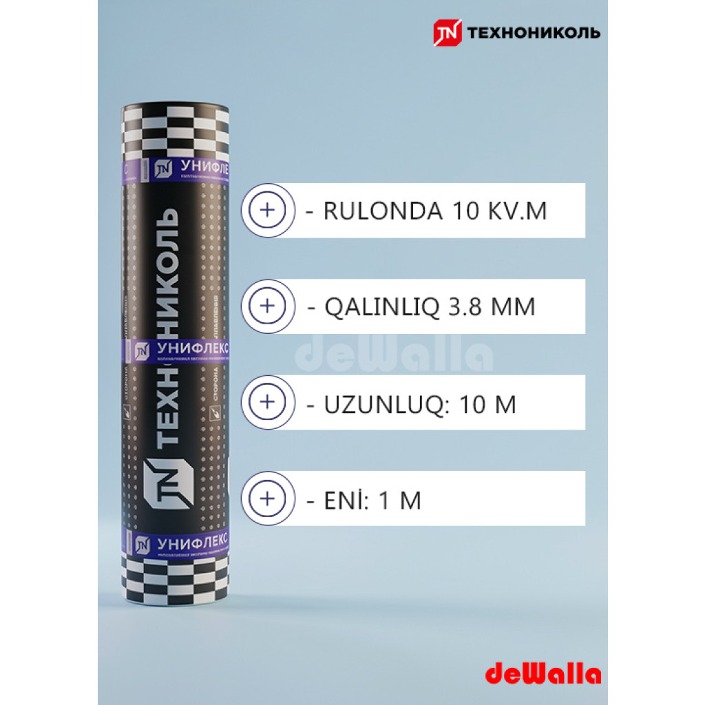 Su izolyasiya Bitum Membranı TEXNONIKOL Unifleks EKP 10x1 m