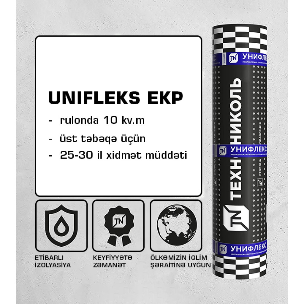 Su izolyasiya Bitum Membranı TEXNONIKOL Unifleks EKP 10x1 m