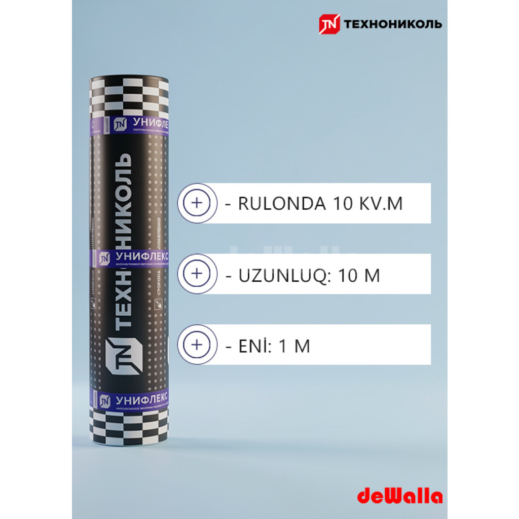 Texnonikol su izolyasiya bitum bembranı Unifleks EKP 10x1 m