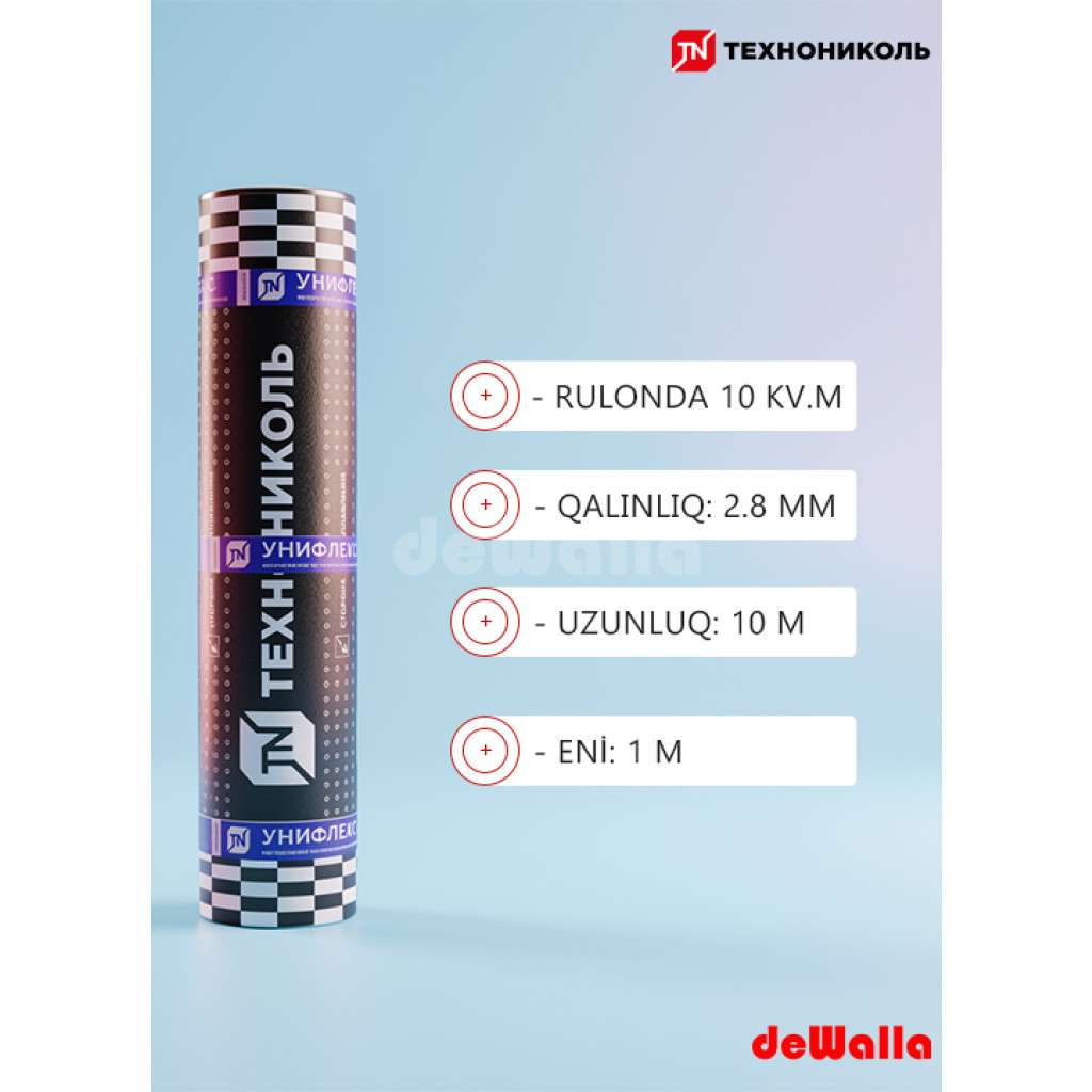 Su izolyasiya bitum membranı Texnonikol Unifleks EPP 10x1 m