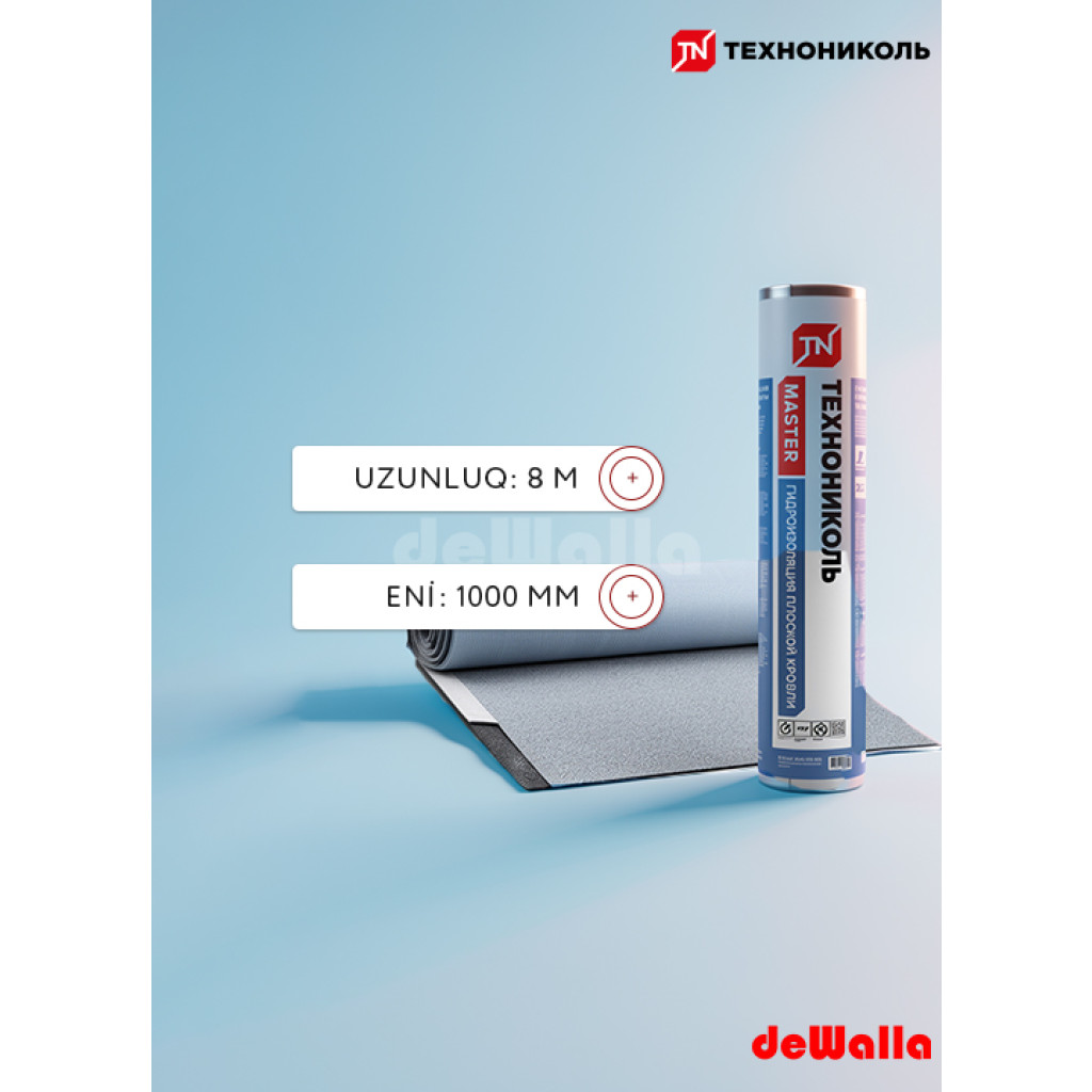 Texnonikol Master düz dam üçün yapışqanlı bitum əsaslı (tol) su izolyasiyası (1x8 m)